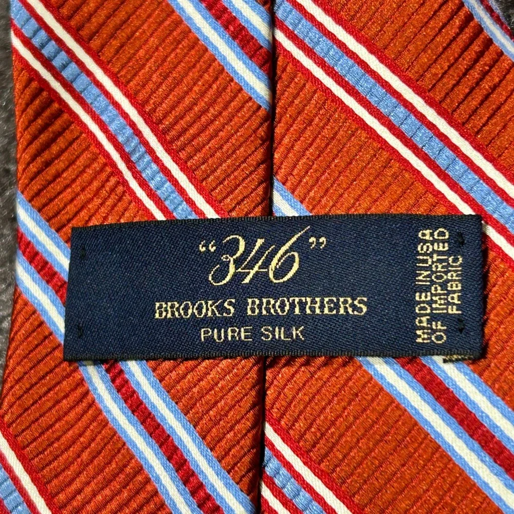 Brooks Brothers Made in USA Pure Silk Tie Mens Burnt Orange imported materials